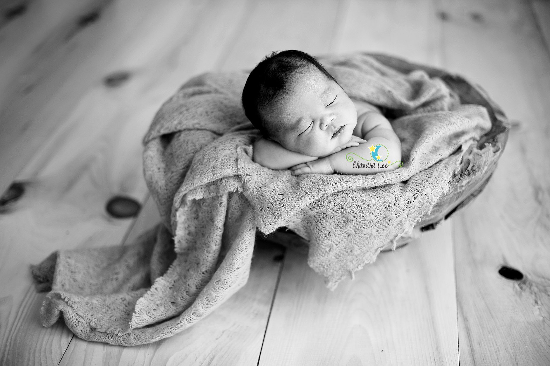 Black and White Portrait on Wooden Boards