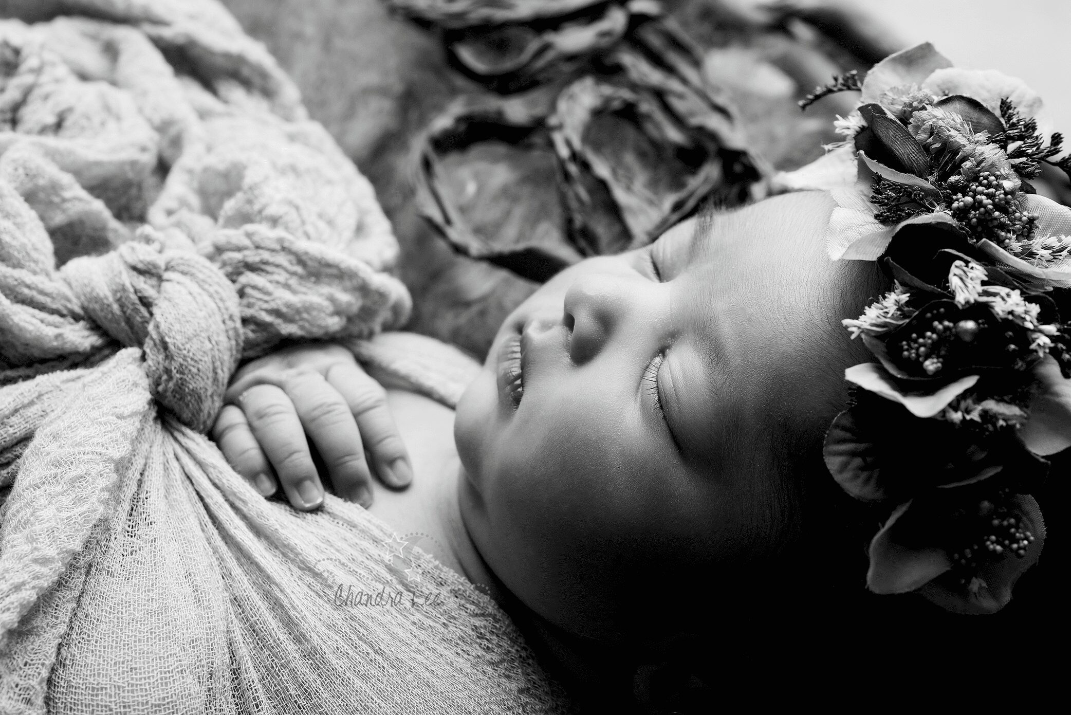 Black and White Newborn Image